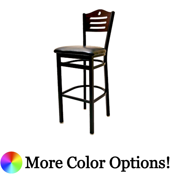 Oak Street Shoreline Birch Plywood Back Bar Stool 43"H x 15.75"W x 16"D Steel Frame Premium Black Powder Coat Wrinkle Finish With Footrest