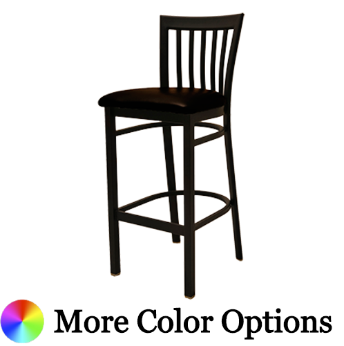 Oak Street Jailhouse Back Bar Stool 42"H x 16"W x 16"D Black Steel Frame With Non-Marring Poly Glides