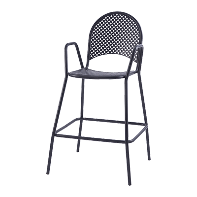 Oak Street Diamondback Series Bar Stool 44"H x 16"W x 17.25"D Black Finish Punched Steel Mesh Back & Seat Metal Frame With Footrest