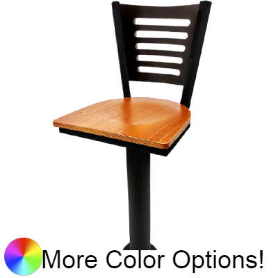 Oak Street Five-Line Back Swivel Bar Stool Wood Back Steel Column With Slant Swivel