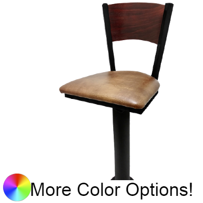 Oak Street Solid Birch Plywood Back Swivel Bar Stool Wood Back Steel Column With Slant Swivel