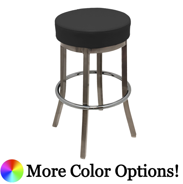Oak Street Backless Indoor Bar Stool 30.25"H x 17"Dia. Clear Coat Finish With Metal Stationary Frame & Chrome Ring