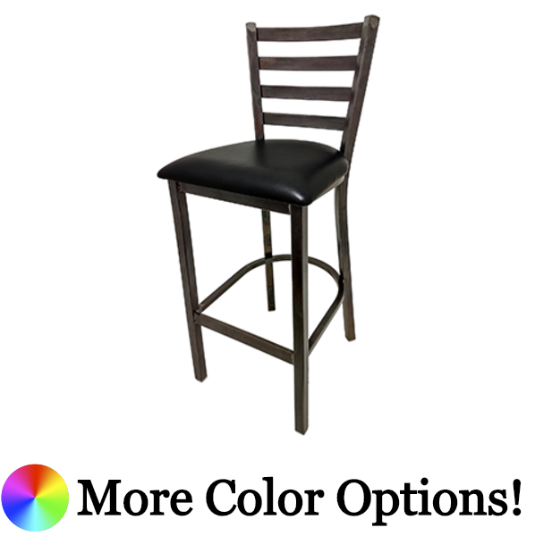 Oak Street Rustic Ladder Back Bar Stool 42.38"H x 15.88"W x 15.69"D Clear Coat Finish Steel Frame With Footrest