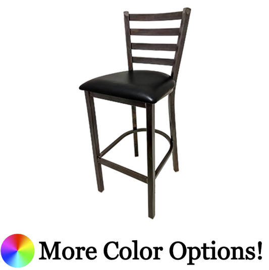 Oak Street Rustic Ladder Back Bar Stool 42.38"H x 15.88"W x 15.69"D Clear Coat Finish Steel Frame With Footrest