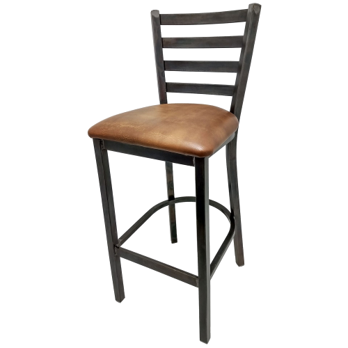 Oak Street Rustic Ladder Back Bar Stool 42.38"H x 15.88"W x 15.69"D Clear Coat Finish Steel Frame With Footrest