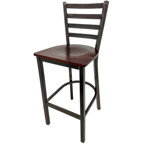 Oak Street Rustic Ladder Back Bar Stool 42.38"H x 15.88"W x 15.69"D Clear Coat Finish Steel Frame With Footrest