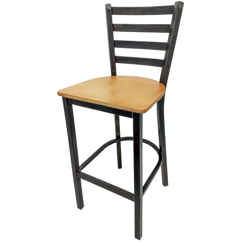 Oak Street Rustic Ladder Back Bar Stool 42.38"H x 15.88"W x 15.69"D Clear Coat Finish Steel Frame With Footrest