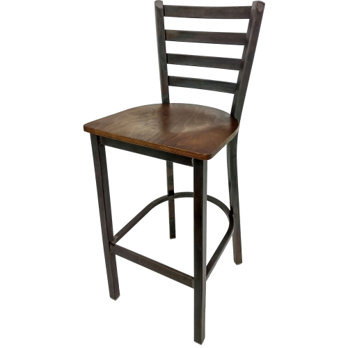 Oak Street Rustic Ladder Back Bar Stool 42.38"H x 15.88"W x 15.69"D Clear Coat Finish Steel Frame With Footrest