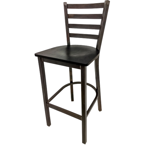 Oak Street Rustic Ladder Back Bar Stool 42.38"H x 15.88"W x 15.69"D Clear Coat Finish Steel Frame With Footrest
