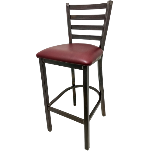 Oak Street Rustic Ladder Back Bar Stool 42.38"H x 15.88"W x 15.69"D Clear Coat Finish Steel Frame With Footrest