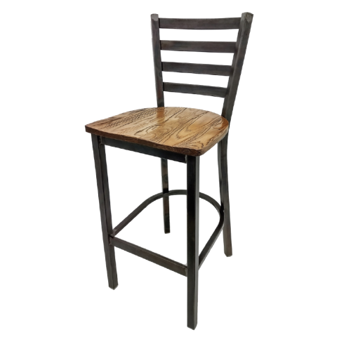 Oak Street Rustic Ladder Back Bar Stool 42.38"H x 15.88"W x 15.69"D Clear Coat Frame Finish Steel Frame With Footrest