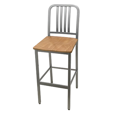 Oak Street Slat Back Bar Stool 45"H x 15.88"W x 16.5"D Black Vinyl Steel Frame With Non-Marring Nylon Glides