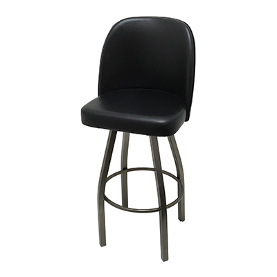 Oak Street Bucket Seat Swivel Bar Stool 45"H x 18"W Black Vinyl With Non-Marring Poly Glides