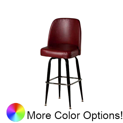 Oak Street Upholstered Bucket Seat Swivel Bar Stool 44"H x 18"W x 16"D Wine Upholstered Bucket Seat Chrome Footring With Non-Marring Poly Glides