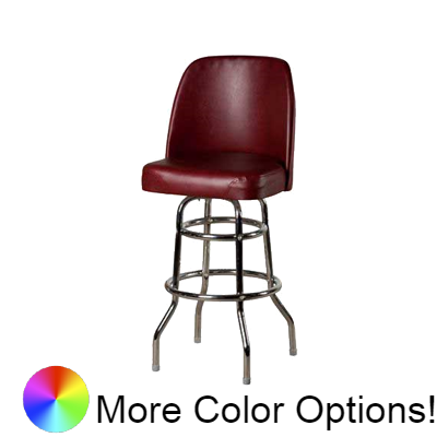 Oak Street Upholstered Bucket Seat Swivel Bar Stool 45"H x 18"W x 16"D Wine Upholstered Bucket Seat Chrome Footring With Non-Marring Poly Glides