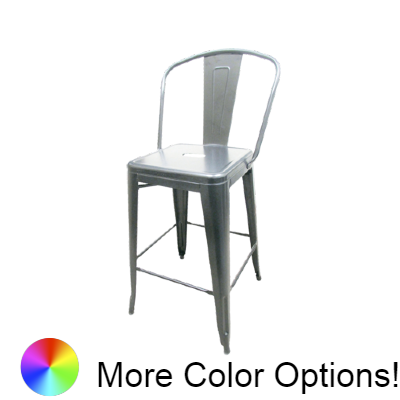Oak Street XL Brewhouse Bar Stool 45.25"H x 20"W x 18"D Silver Bullet Metal With Footrest