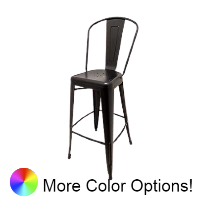 Oak Street Smokestack Bar Stool 46.75"H x 14"W x 14"D Metal Back & Seat Pressed Steel Tubular Construction With Footrest