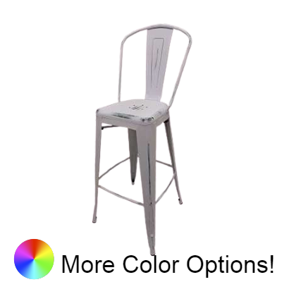 Oak Street Smokestack Bar Stool 46.75"H x 14"W x 14"D Metal Back & Seat Pressed Steel Tubular Construction With Footrest