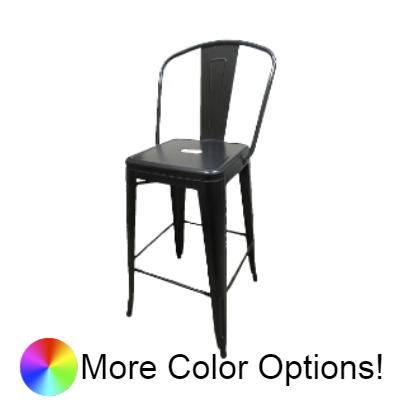 Oak Street XL Brewhouse Bar Stool 45.25"H x 20"W x 18"D Black Matte Metal With Footrest