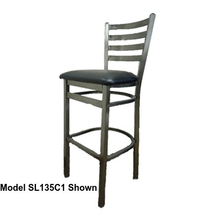Oak Street Ladder Back Bar Stool 43"H x 16"W x 16.38"D Premium Clear Coat Finish Reclaimed Wood Seat Steel Frame With Footrest