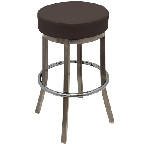 Oak Street Backless Indoor Bar Stool 30.25"H x 17"Dia. Clear Coat Finish With Metal Stationary Frame & Chrome Ring
