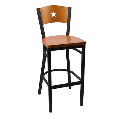 JMC Furniture Clear Coat Finish Metal Frame Indoor Star Cutout Back Bar Stool