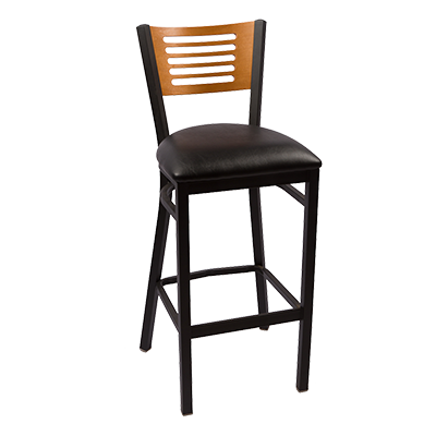 JMC Furniture Indoor Slotted Wood Back Vinyl Seat Bar Stool