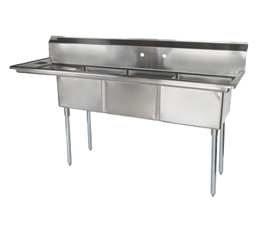 superior-equipment-supply - Turbo Air - Turbo Air 75" Wide Stainless Steel Three Compartment Sink