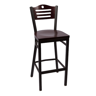 JMC Furniture Indoor Clear Coat Finish Metal Frame Wood Seat Bar Stool