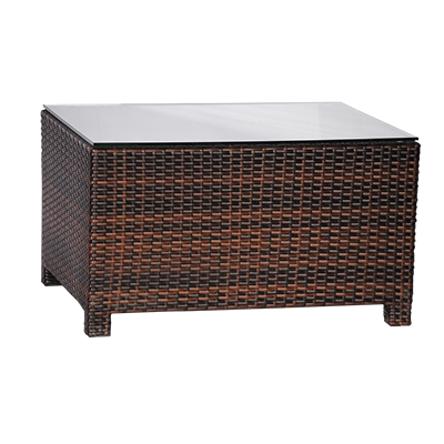 JMC Furniture Outdoor Glass Top Woven Coffee Table 6"H x 32"W