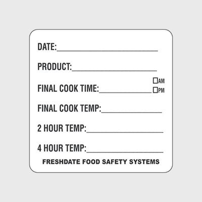 Dissolvable Label Cook Chill 2hr Temp / 4hr Temp - 250/Roll