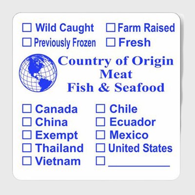 Country Of Origin Label Meat, Fish, Seafood - 1,000/Roll