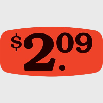 Pricing Label $2.09 - 1,000/Roll