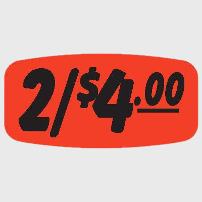 Pricing Label 2 / $4.00 - 1,000/Roll