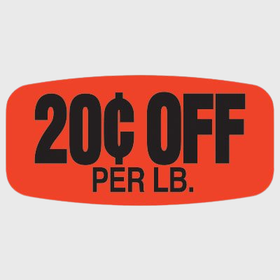 Pricing Label 20¢ Off Per lb - 1,000/Roll