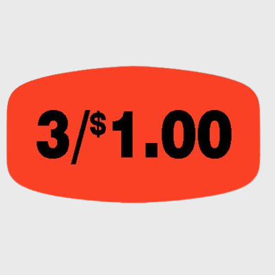 Pricing Label 3 / $1.00 - 1,000/Roll