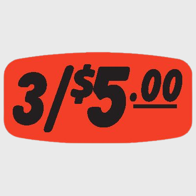 Pricing Label 3 / $5.00 - 1,000/Roll