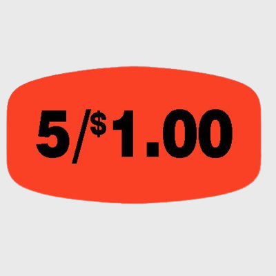 Pricing Label 5 / $1.00 - 1,000/Roll