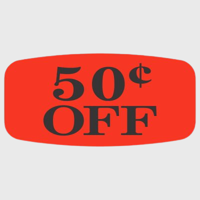 Pricing Label 50¢ Off - 1,000/Roll
