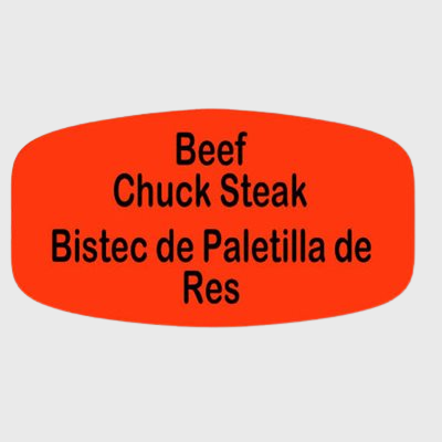 Spanish Label Beef Chuck Steak / Bistec De Paletilla De Res Label - 1,000/Roll