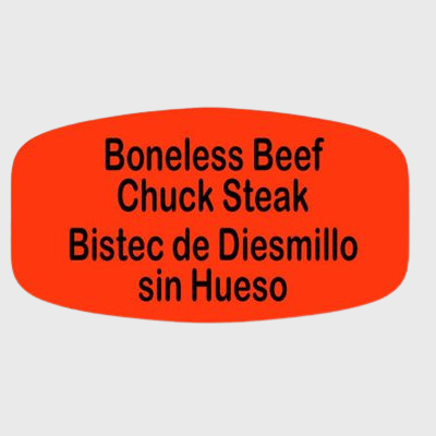 Spanish Label Boneless Beef Chuck Steak / Bistec De Diesmillo Sin Hueso - 1,000/Roll