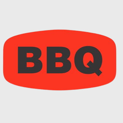 Short Oval Label BBQ - 1,000/Roll