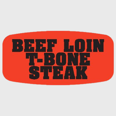 Short Oval Label Beef Loin T-Bone Steak - 1,000/Roll