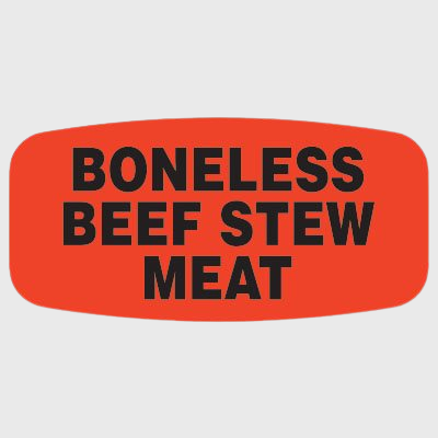 Short Oval Label Boneless Beef Stew Meat - 1,000/Roll