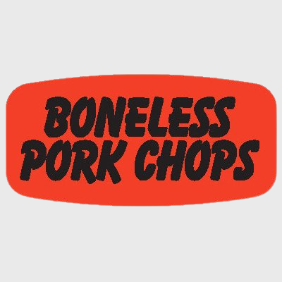 Short Oval Label Boneless Pork Chops - 1,000/Roll