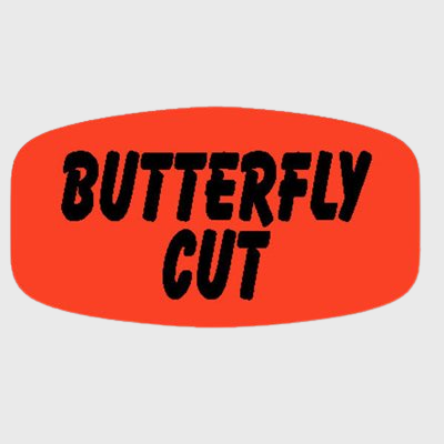 Short Oval Label Butterfly Cut - 1,000/Roll