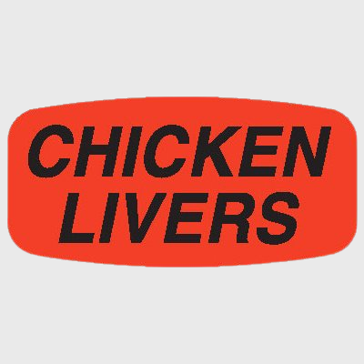 Short Oval Label Chicken Livers - 1,000/Roll
