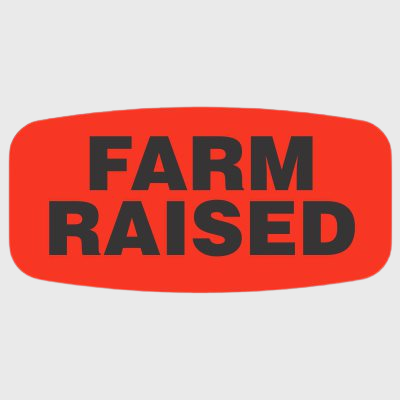 Short Oval Label Farm Raised - 1,000/Roll