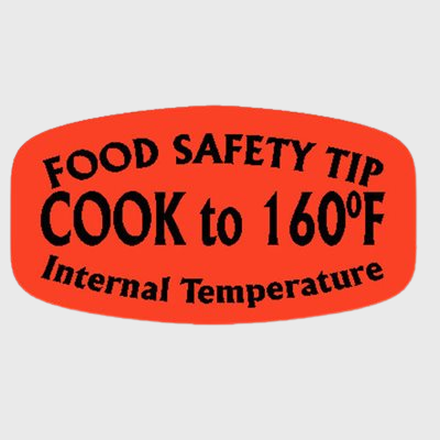 Short Oval Label Food Safety Tip Cook to 160 - 1,000/Roll