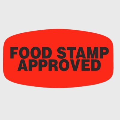 Short Oval Label Food Stamp Approved - 1,000/Roll